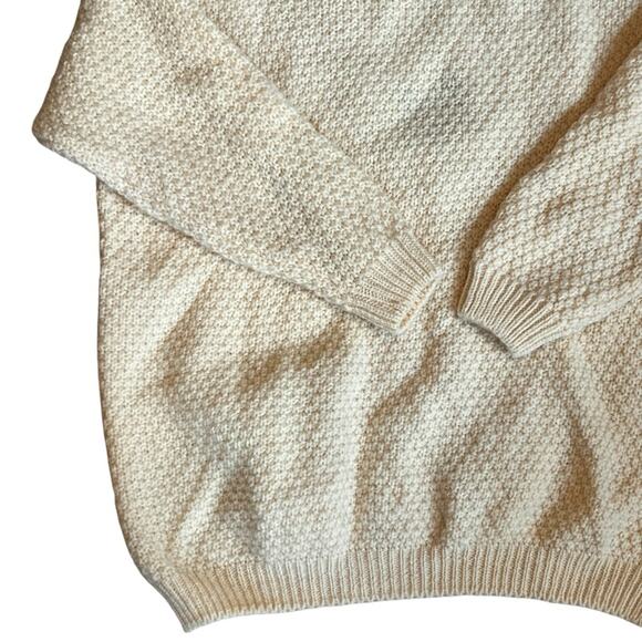 Highland Home Scotland Women’s XL VTG Cream Wool Sweater Fisherman Embroidered - Picture 8 of 10